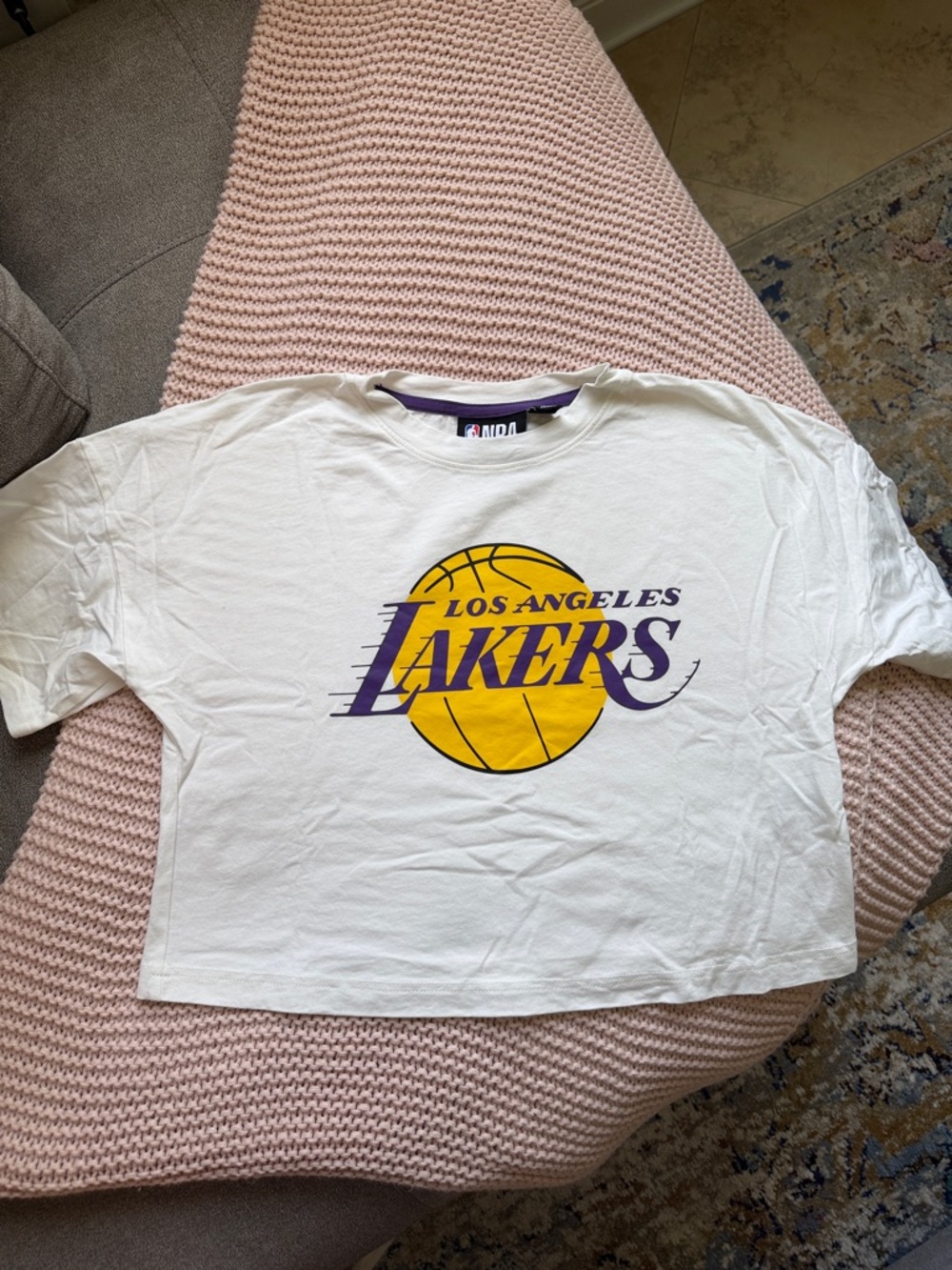 NBA Los Angeles Lakers White Tee with Purple and Yellow Logo
